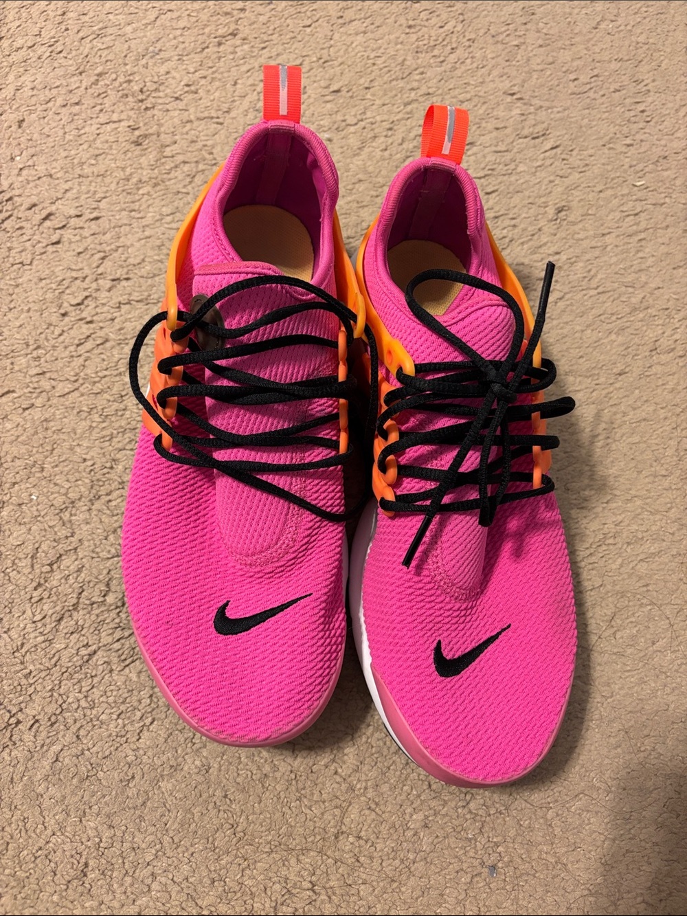 Nike Women's Bright Pink Athletic Sneakers with Orange Accents